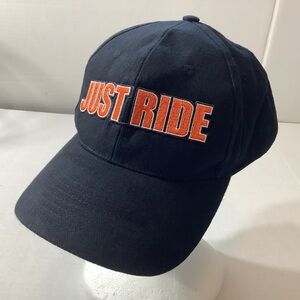 Lightning Clothing Mens Black Just Ride Patched Design Strap Close Baseball Hat